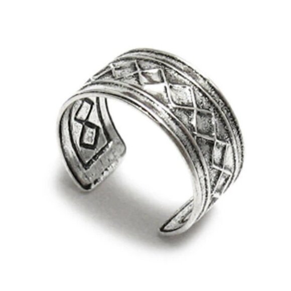 STERLING SILVER FANCY PLAID DESIGN TOE RING - Picture 1 of 1